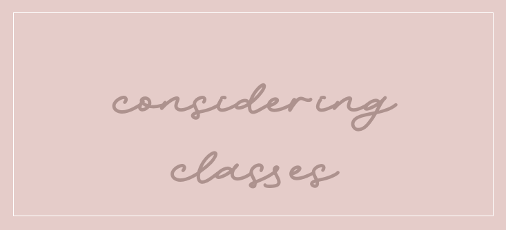 Considering classes || Edition 1
